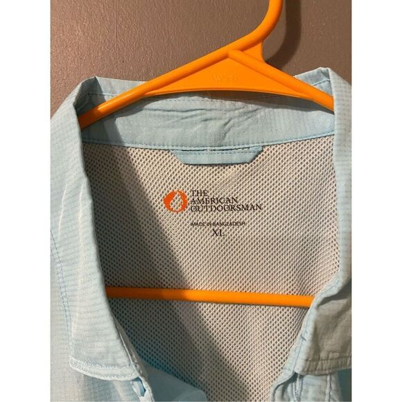 The American Outdoorsman Light Blue Button Up Short Sleeve Dri Fit Shirt XL - Picture 3 of 6